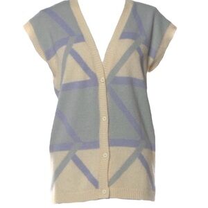Dior Cream and Blue Geometric Cardigan